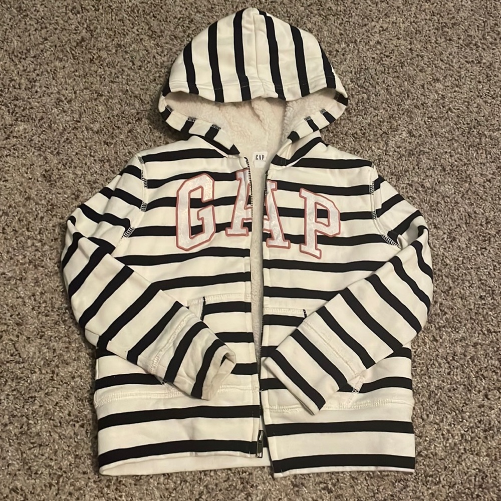 Girls Gap zip-up hooded sweatshirt size small